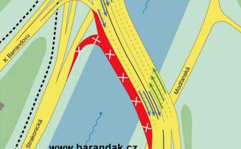 Orientační mapka opravy Barrandovského mostu